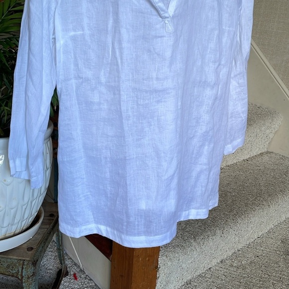 Isaac Mizrahi White Boho Linen Relaxed Beachy Tunic - Picture 3 of 10